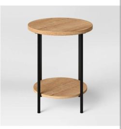 Wood And Metal Round End Table