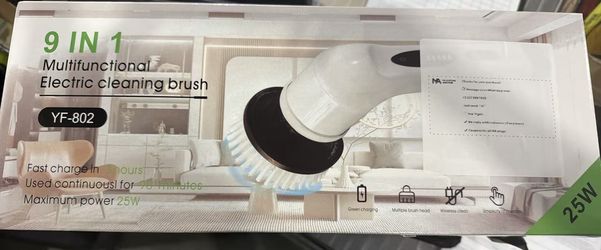 Cordless Electric Spin Scrubber, 9 Brush Heads, 2-Speed Motor Floor cleaning, bathroom scrubber