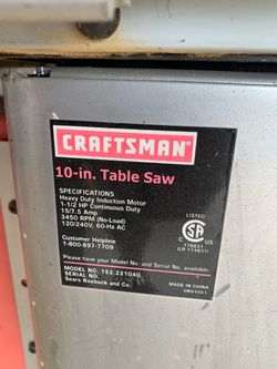 Craftsman 10 in. table saw