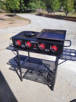 Gourmet four burner , flat grill and flame grill