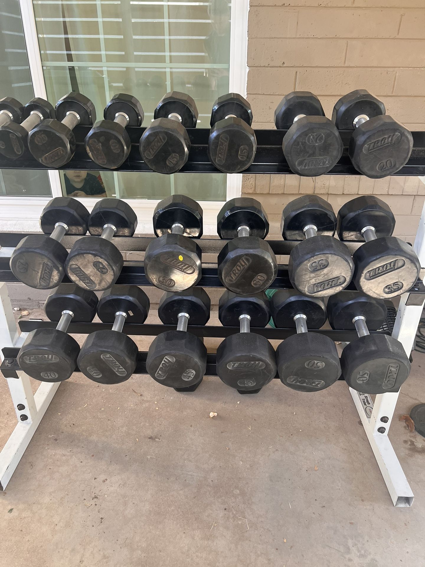Commercial quality Troy 5-50lb rubber coated dumbbell set 