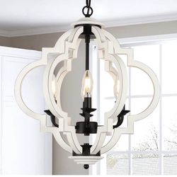 Eayaya Dining Room Light Fixture Over Table, 6-Light Farmhouse Chandeliers for Bedroom, Distressed Wood Kitchen Pendant Lighting Over Island, French C