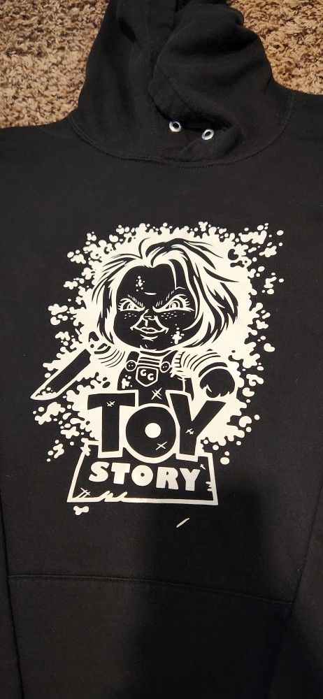Size Large Toy Story Chucky Black And White Hoodie Sweatshirt