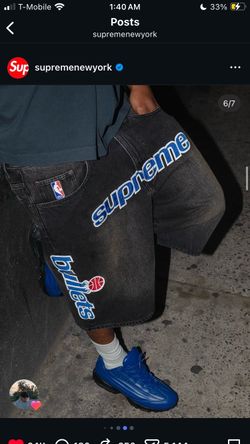 Supreme®/Mitchell & Ness® Washington Bullets Baggy Denim Short Style: Washed Black Size: 30
