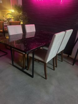 Dining Table + 4 Fabric Chairs - PICKUP ASAP