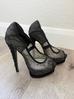 Bebe Black Lace Stiletto Shoes Size 5