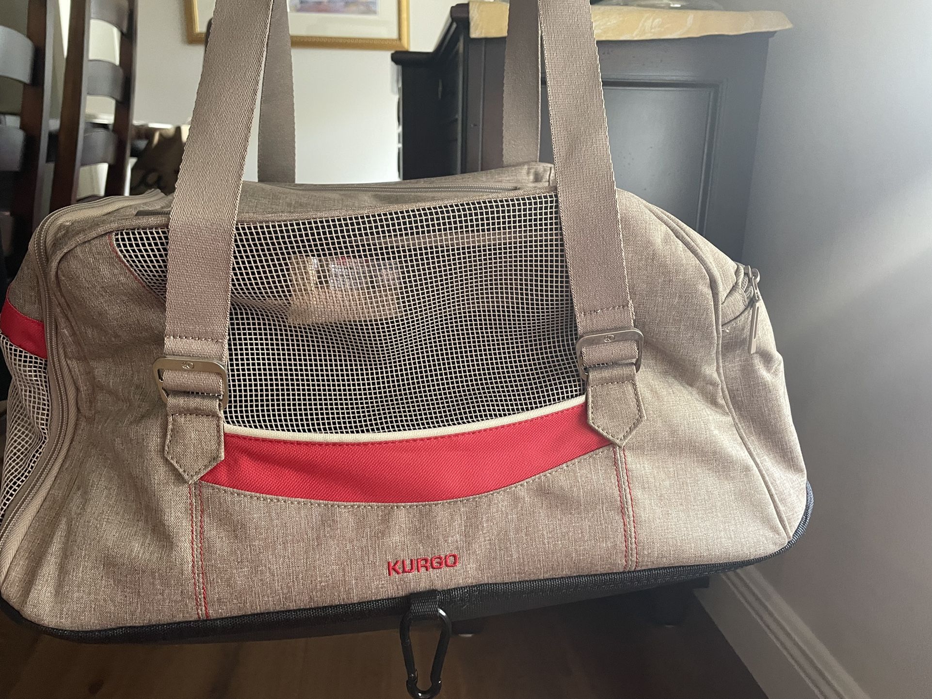 Kurgo Nutmeg/Red Metro Dog Carrier, 18”Lx11”Wx11”H