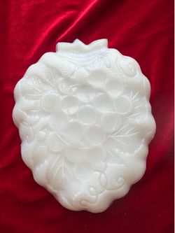 Vintage Milk Glass Strawberry and Grape Trinket dish