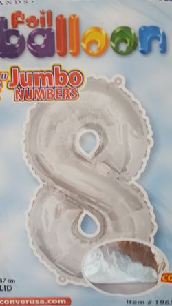 Number 8 foil balloon (silver)