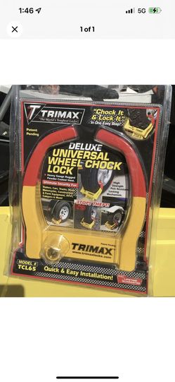New Trimax TCL65 Universal Yellow Steel Rubber Coated Arms Wheel Chock Lock