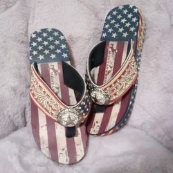 Montana West Platform Patriotic Flip Flop