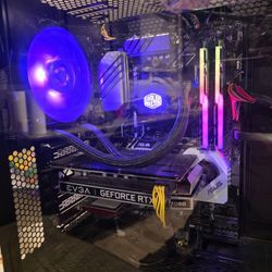 Gaming PC Setup With Keyboard, Mouse And Headset