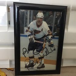 Signed autographed Bernie St. Louis blues, framed picture