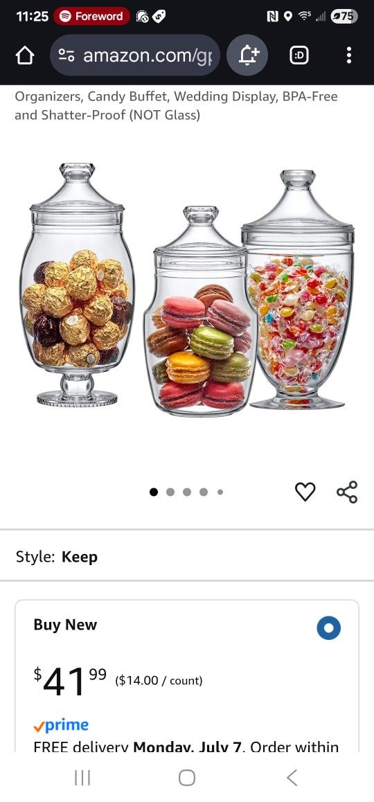 3 Plastic Apothecary Jars