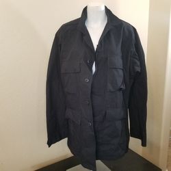 Truspec black long sleeve button down men shirt