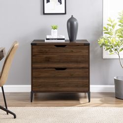 Walker Edison Modern Industrial 2-Drawer File Cabinet - Dark Walnut