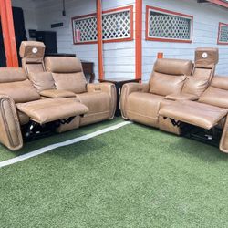 2) Electric Recliner Loveseat Sofa