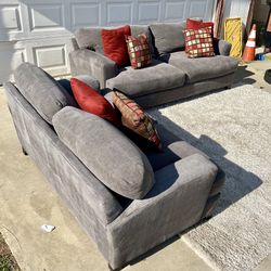 Oversized Charcoal Sofa And Loveseat Set 