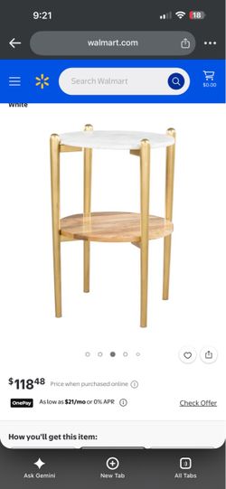 Heavy Round Marble Top Side Table with Gold Legs mango wood second shelf and marble