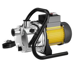 Portable Shallow Well Pump Water Transfer Pump 1.6HP 1500GPH Stainless Steel Pressure Booster Pump for Pool Draining Farm Irrigation Lake Removal Lawn