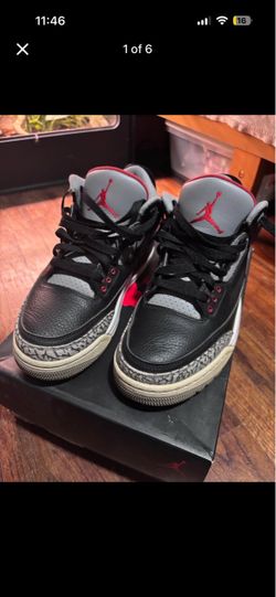 Black cement Jordan 3 size 9