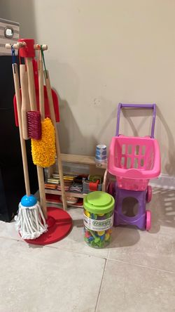 Kids Toy Cleaning Set and Shopping Cart