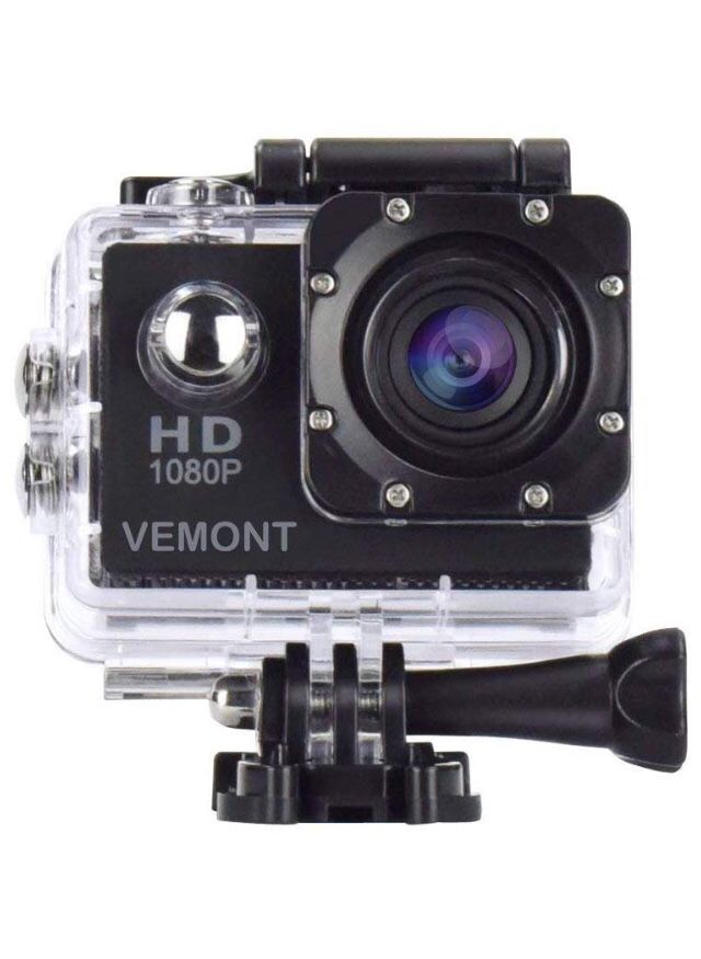 Action Camera 1080P 12MP Sports Camera Full HD 2.0 Inch Action Cam 30m/98ft Underwater Waterproof Camera with Mounting Accessories Kit (Black)