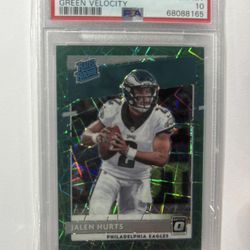 Jalen Hurts Psa 10 Green Velocity Optic Rated Rookie