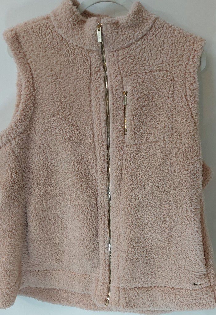Calvin Klein Pink Faux Fur Zip Vest Size 1X
