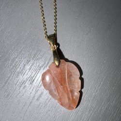 Fire Quartz Leaf Necklace 