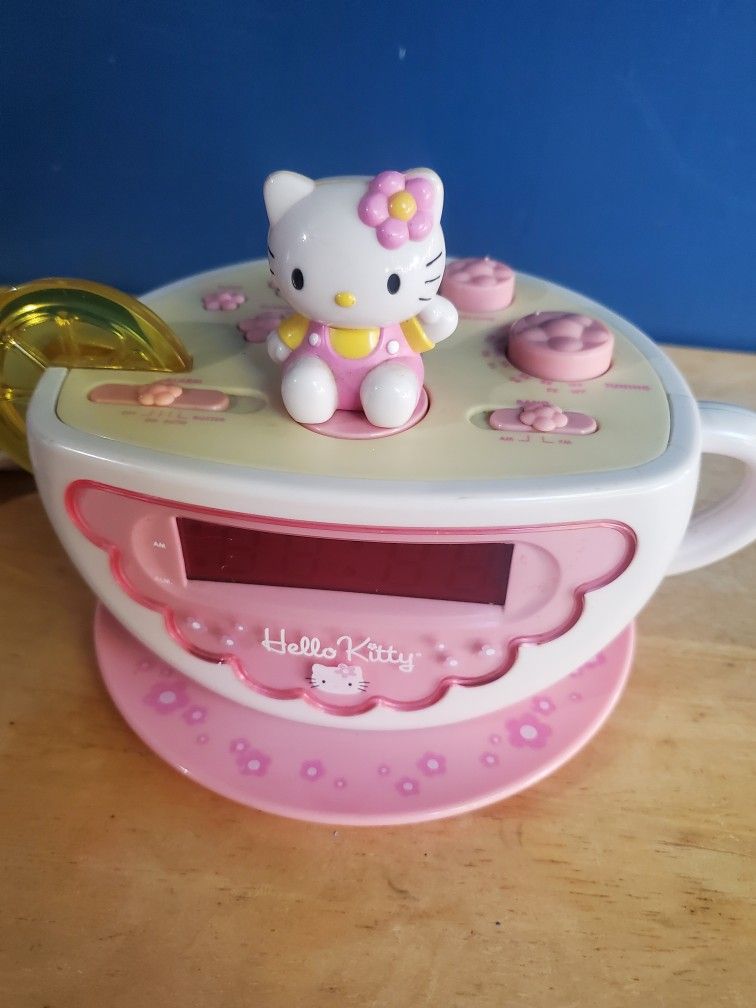 Hello Kitty Tea Cup Digital Alarm Clock AM/FM Radio & Night Light KT2055 TESTED buy