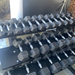 Set Of Body Sport Rubber Dumbbells 5s-50s