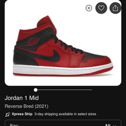 Jordan 1 Mid - Reversed Banned Red High Top