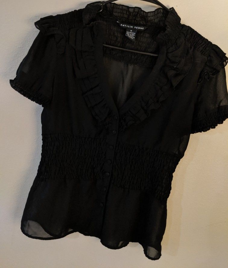 Antilia Femme Sheer Ruffled Blouse