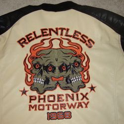 3XL Leather Embroidered Motorcycle Racing Jacket Brand New 