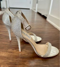 SPARKLE all around!! Silver Crystal studded heels with strap. Size 9.5