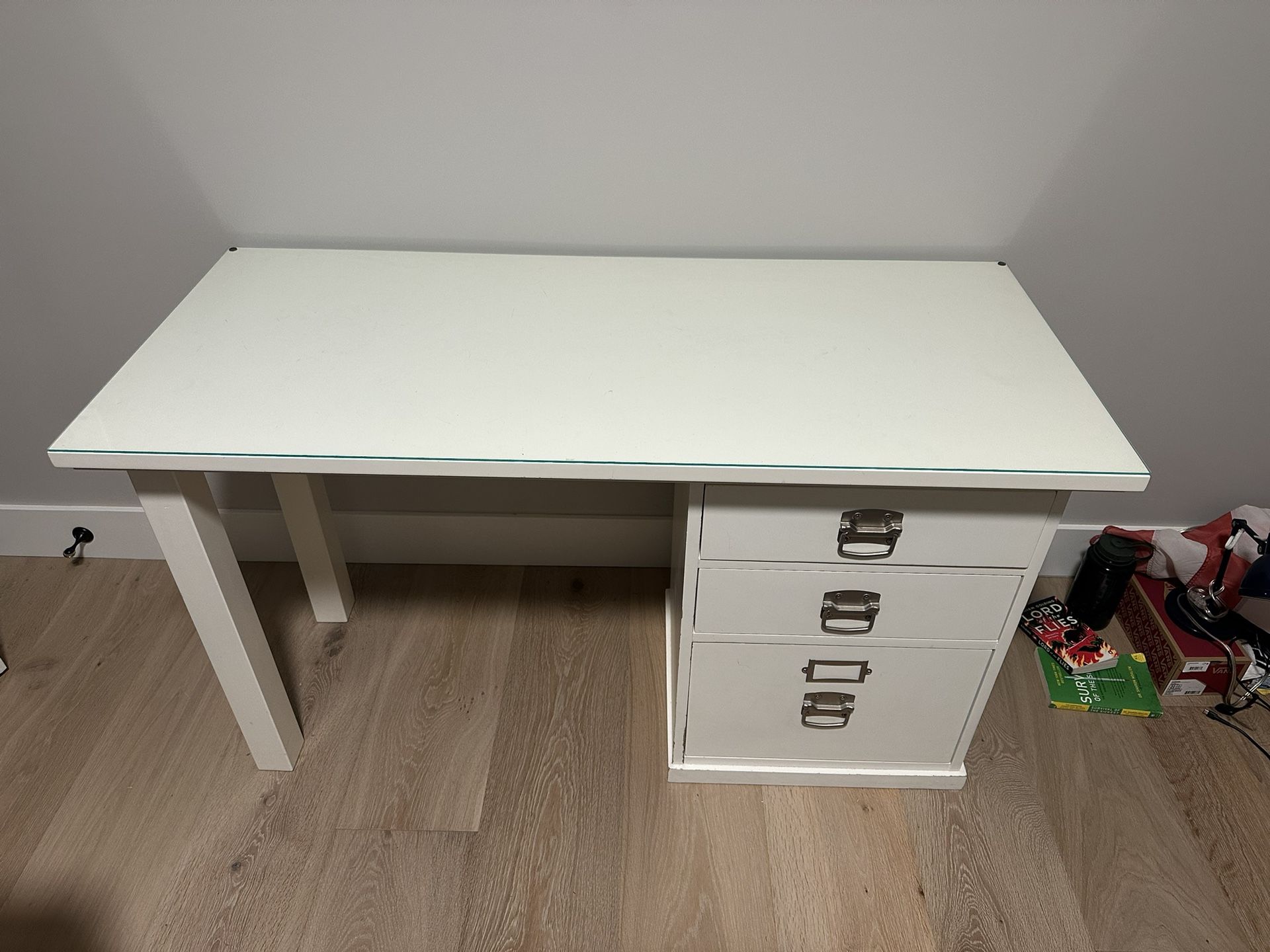 Pottery Barn White Desk with Drawers