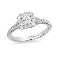 Enchanted Princess-Cut Diamond Frame Engagement Ring in 14K Two-Tone Gold