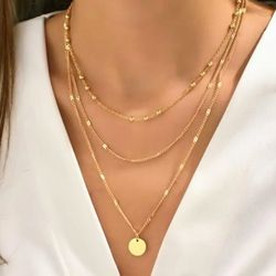 Triple Strain Gold Plated Necklace 