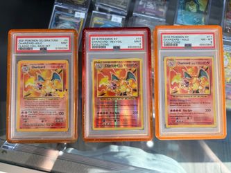 Pokemon Cards “3” Charizard Holo Celebration & XY #11, #4 PSA 9, 8