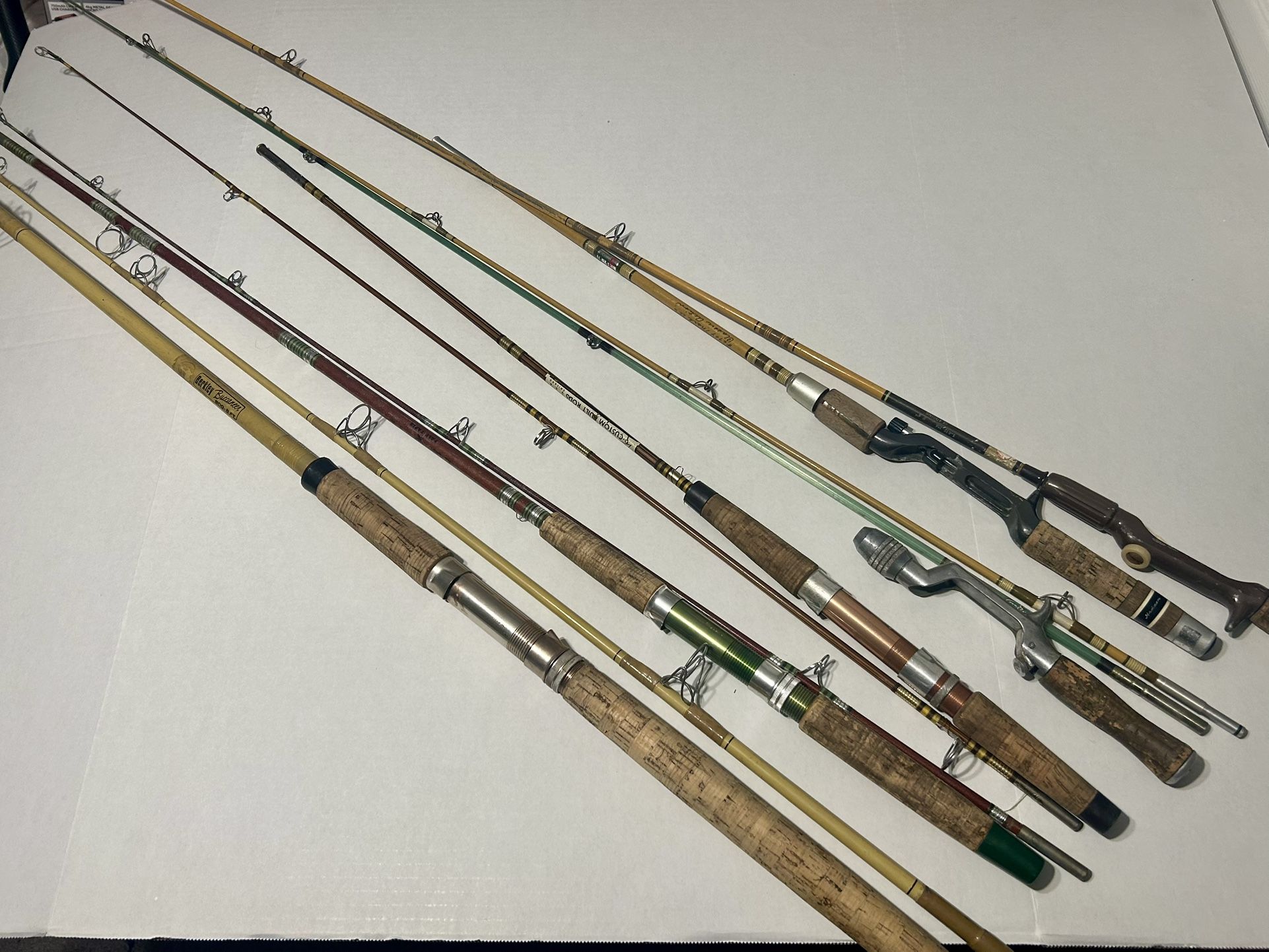 Vintage Lot Of Fishing Poles Complete Some Rare 