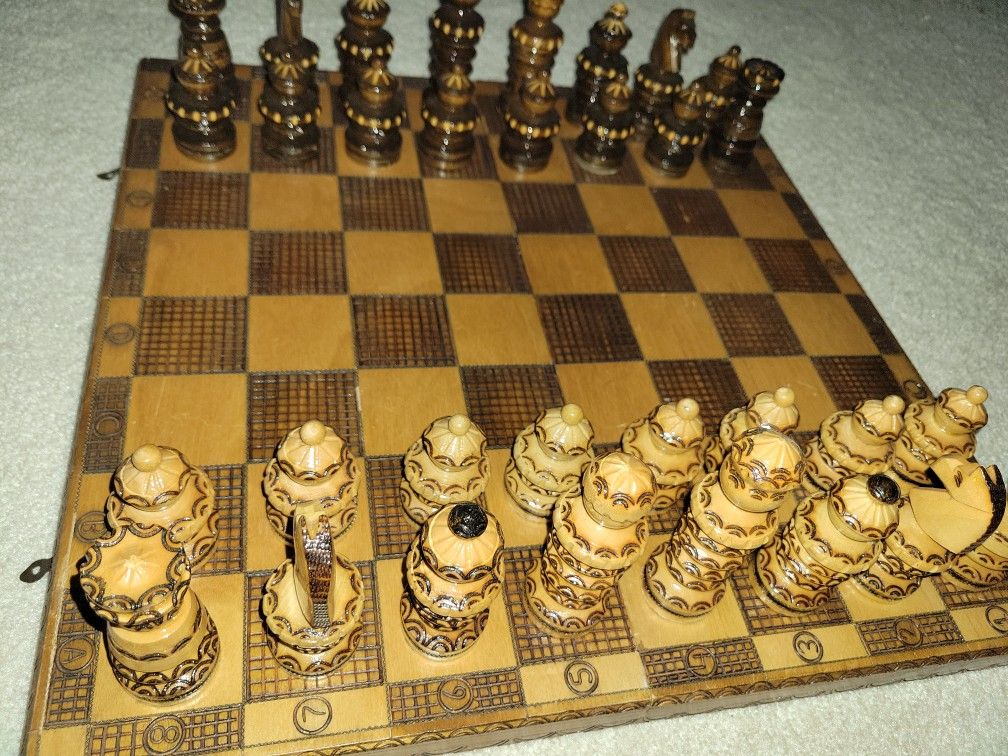 Hand Carved Chess Set 🏰 Eastern Europe