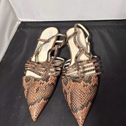 Stella Mccartney Snake-Print Cage Ankle-Strap Flat Sandals Brown