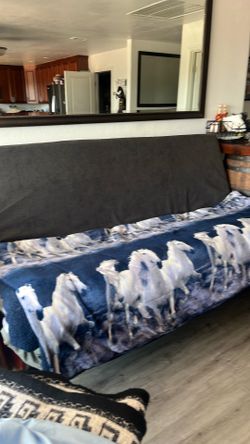Futon  like queen bed great for guess room o when family visit 😇☺️