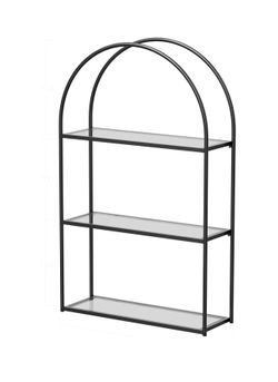 3-Tier Arched Wall Shelf with Black Frame & Transparent Shelves