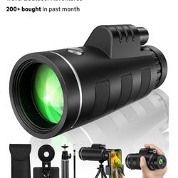 40x60 Monocular Telescope with Smartphone Adapter, Telescope for Adults High Powered, Monocular for Adults, Compact Low Light Vision for Wildlife, Hun