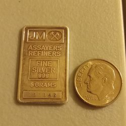 5 Gram JM Silver Bar .999 Fine 4 of 5