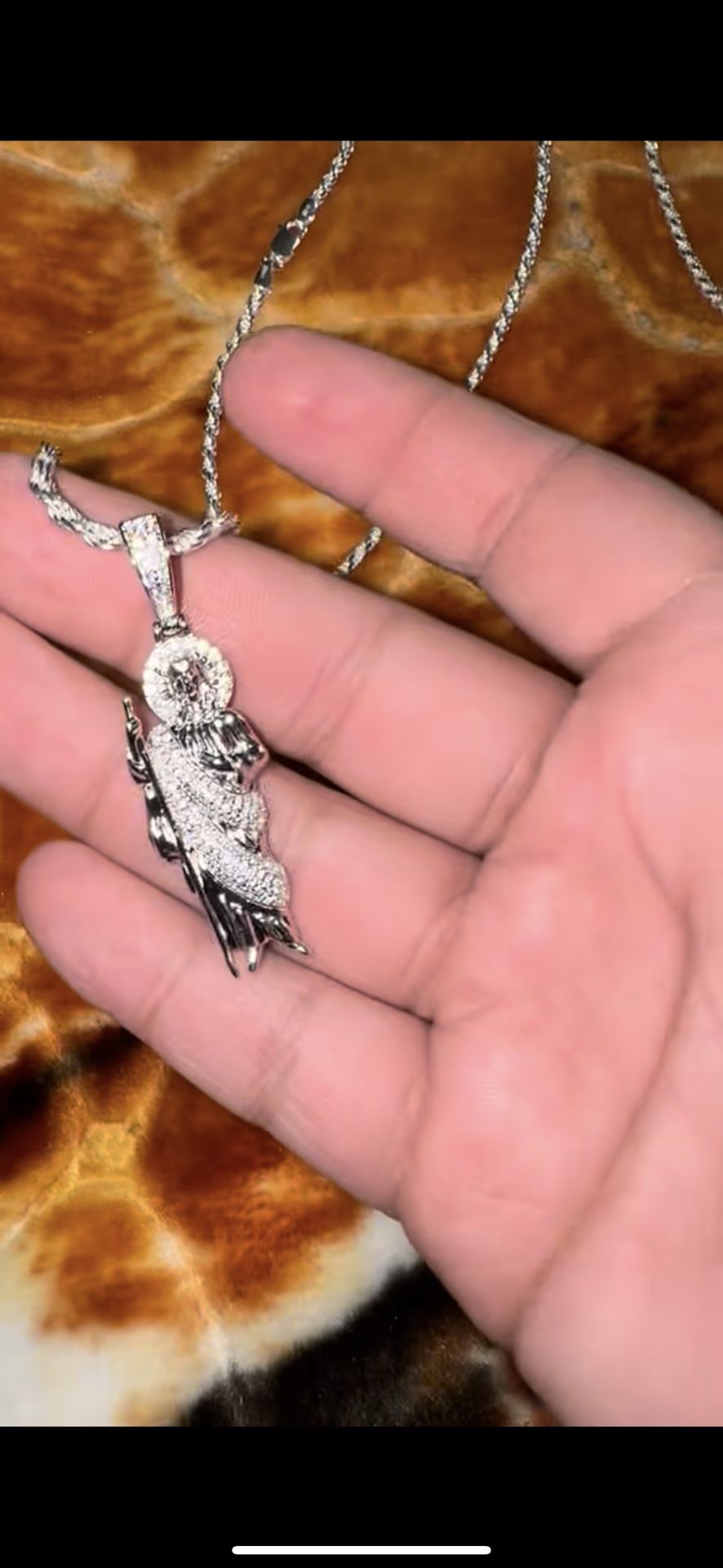 .925 Sterling Silver San Judas Chain Set