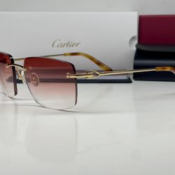 Gold Cartier C Decor Sunglasses Buffalo Horn Glasses