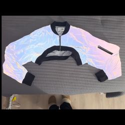 Fashion Nova Holographic Cropped Jacket